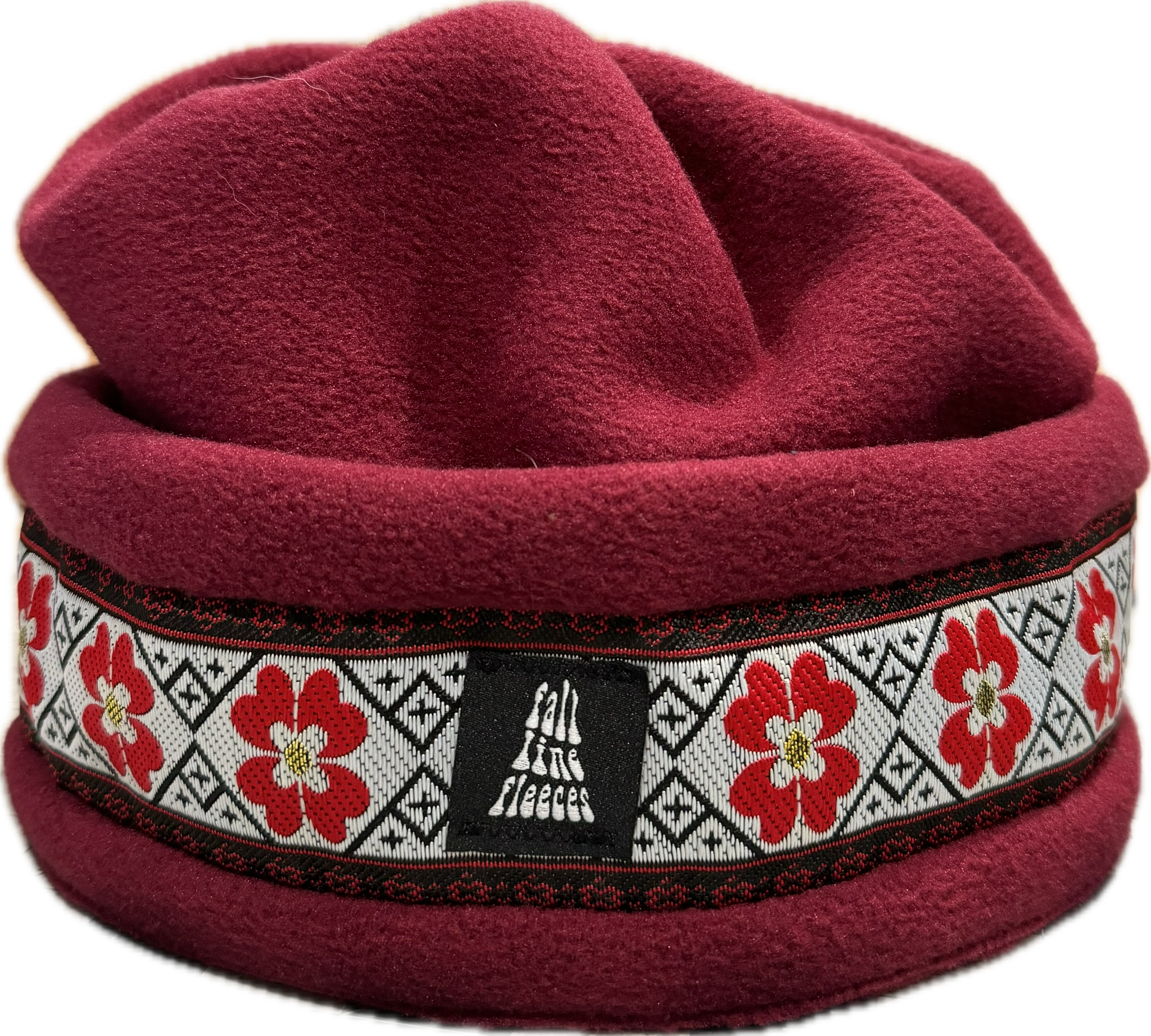 Burgandy with Red Flowers