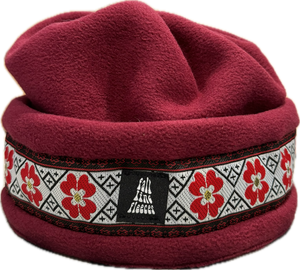 Burgandy with Red Flowers