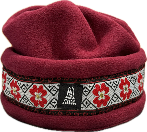 Burgandy with Red Flowers